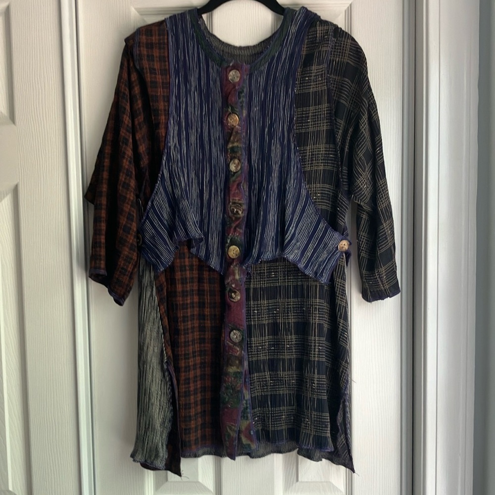 Vintage Nothing Matches top maximalist boho quirky Lagenlook artsy mixed media S